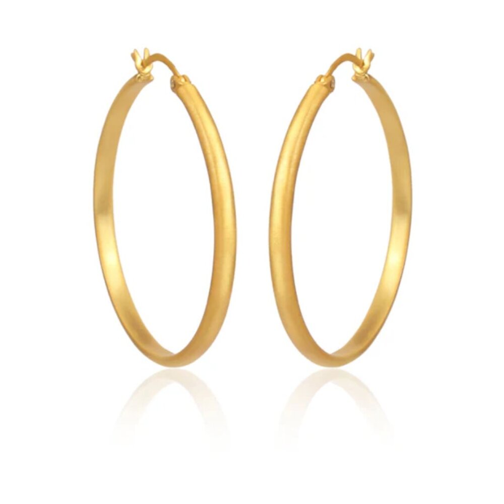 CHRISTINA GREENE MATTE 18K GOLD HOOP EARRINGS--SOLD OUT!!